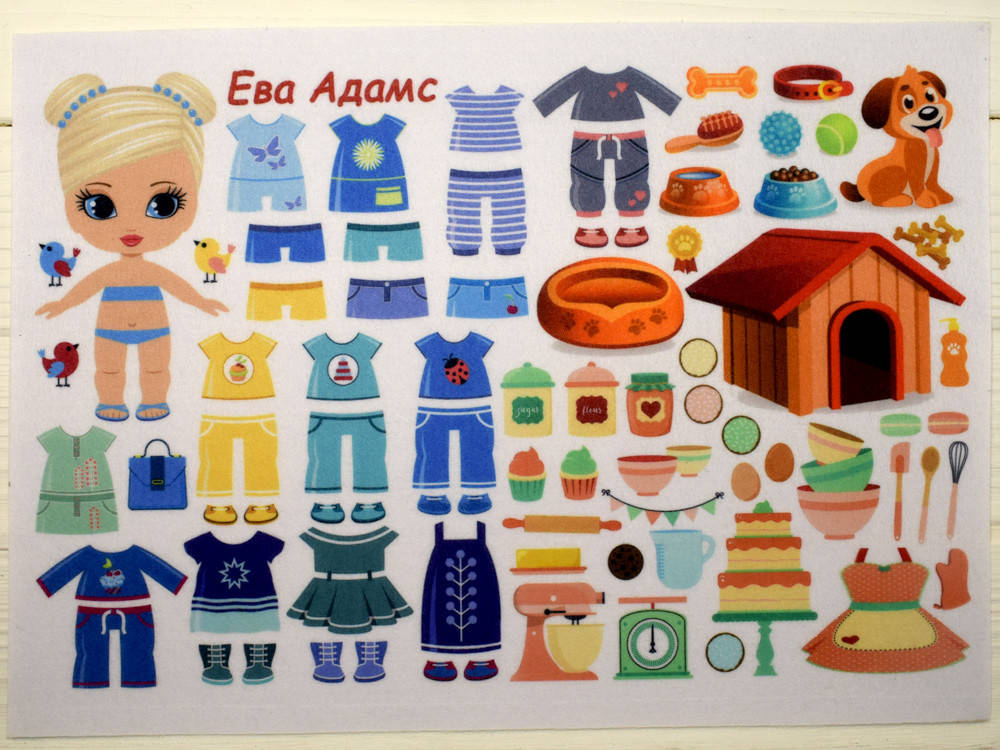 

Фетр с принтом Кукла с одеждой: Ева Адамс (Корейский жесткий 1,2 мм)