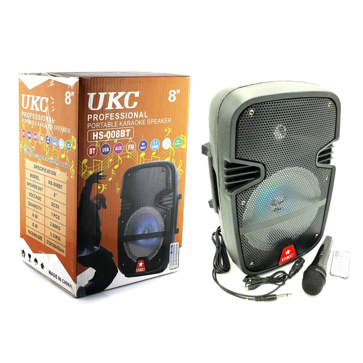 

Bluetooth колонка UKC HS-008BT с микрофоном 80 Вт / Акустическая система