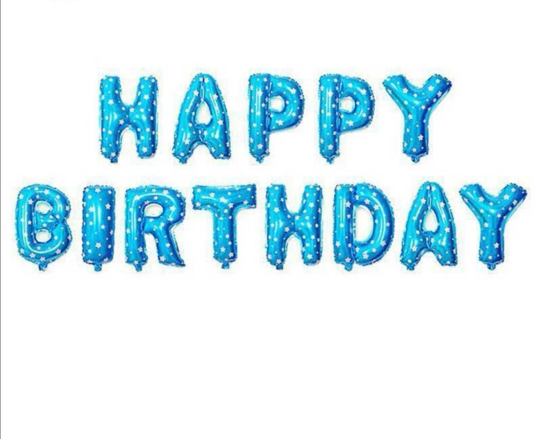 

Гирлянда - растяжка Happy Birthday Синие буквы в звёздочки, с днем рождения, Синий