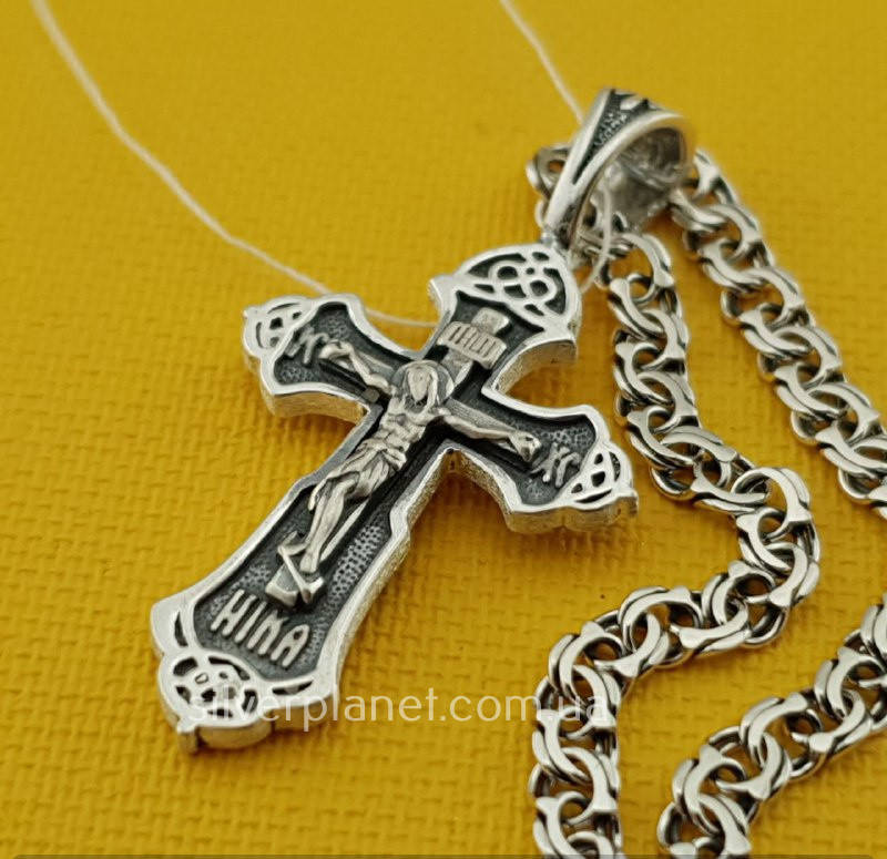 

Комплект! Серебряная небольшая цепочка и крестик. Мужская цепь серебро и кулон 925