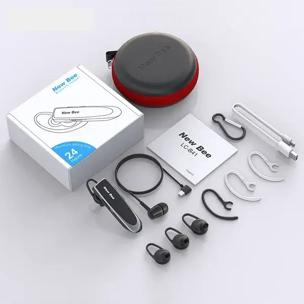 

Беспроводная bluetooth гарнитура New Bee LC-B41 black + Чехол для хранения., Черный
