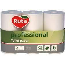 

Туалетная бумага Ruta Professional 6 рулонов 55м двухслойная белая ПП, Белый