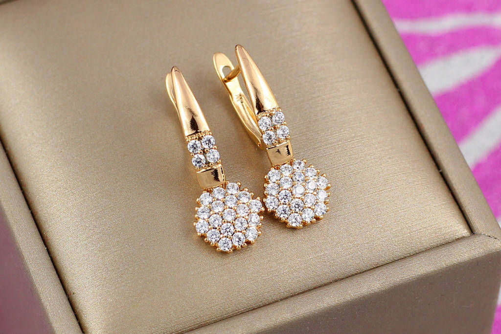 

Серьги подвески Xuping Jewelry пчелиные соты 2,5 см золотистые