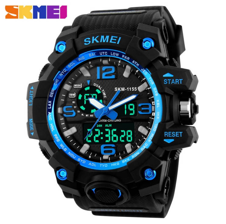 

Спортивные тактические военные часы мужские часы Skmei 1155 Blue
