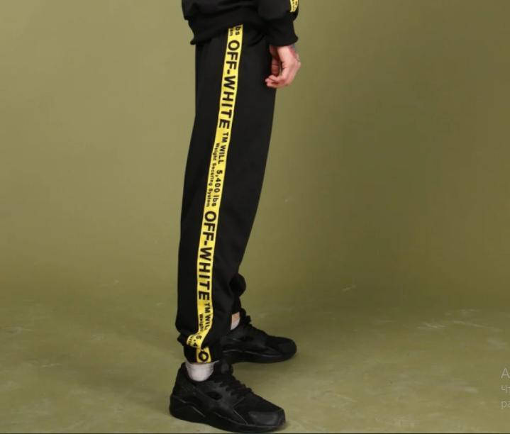 

Летние штаны с лампасами off white, Черный