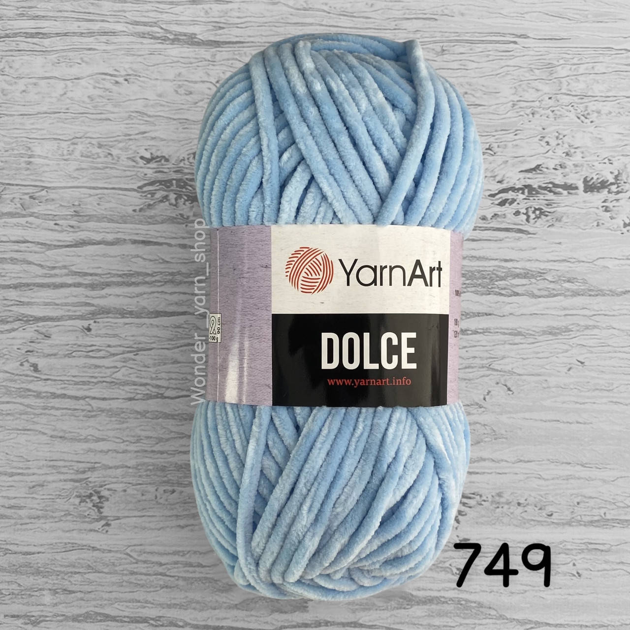 

Плюшевая пряжа YarnArt Dolce (ЯрнАрт Дольче) 749, голубой