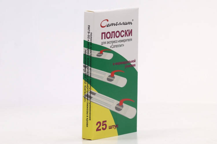 

Тест полоски для глюкометра САТЕЛЛИТ 25 шт