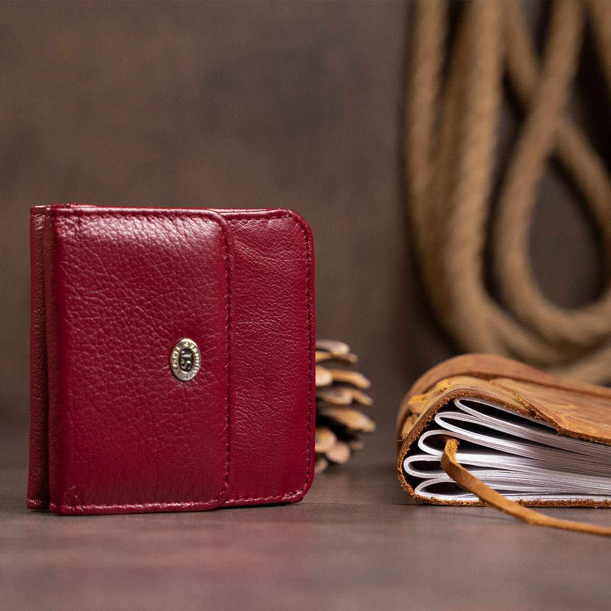 

Маленький кошелек на кнопке женский ST Leather 19236 Бордовый