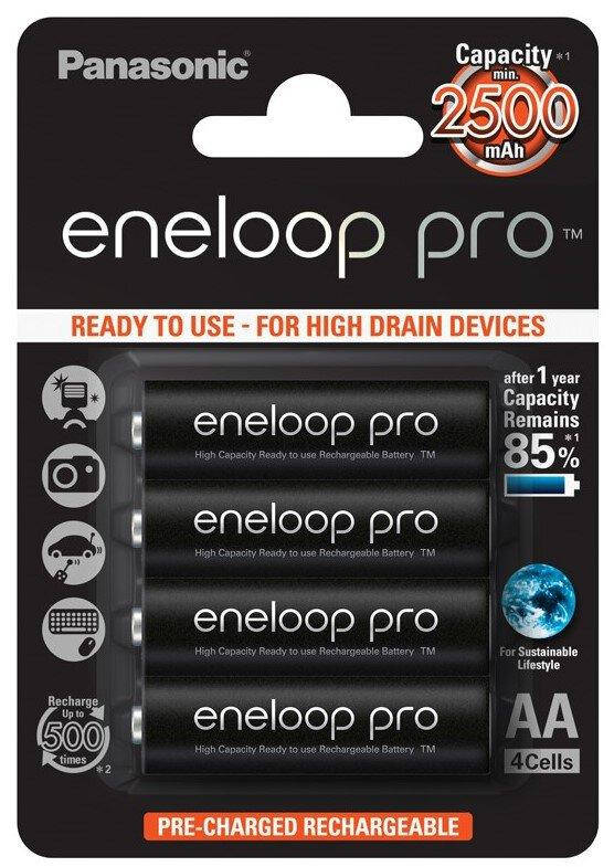 

Аккумулятор Panasonic Eneloop Pro BK-3HCDE/4BE AA/(HR6) 2500mAh LSD Ni-MH блистер 4шт