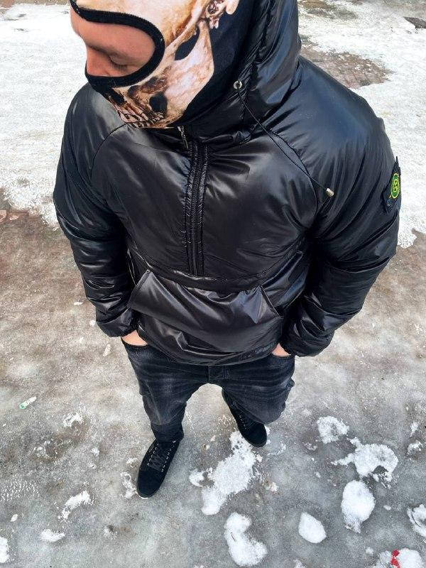 

Куртка анорак чёрная мужская однотонная Stone Island