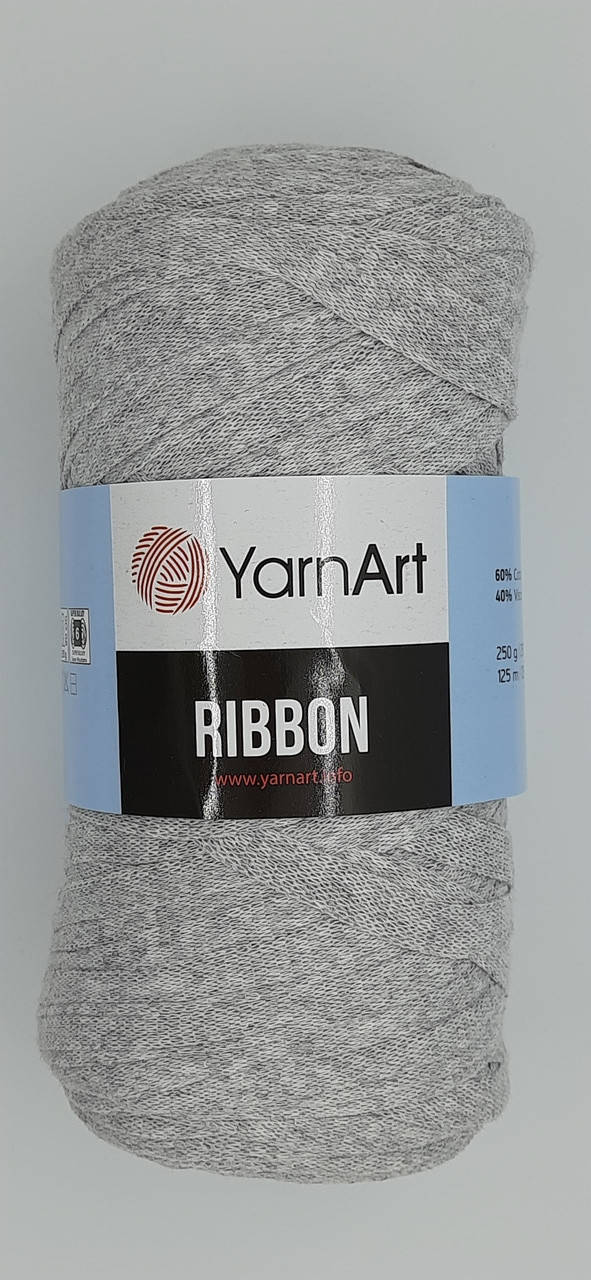 

Пряжа трикотажная YarnArt Ribbon Ярнарт Риббон 60% Хлопок - 40% вискоза, полиэстер, Турция 756- светло серый