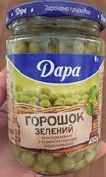 

Горошек зелёный консервированный "Дара" 450г