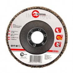 

Диск шлифовальный лепестковый 115x22 мм, зерно K100 INTERTOOL BT-0110