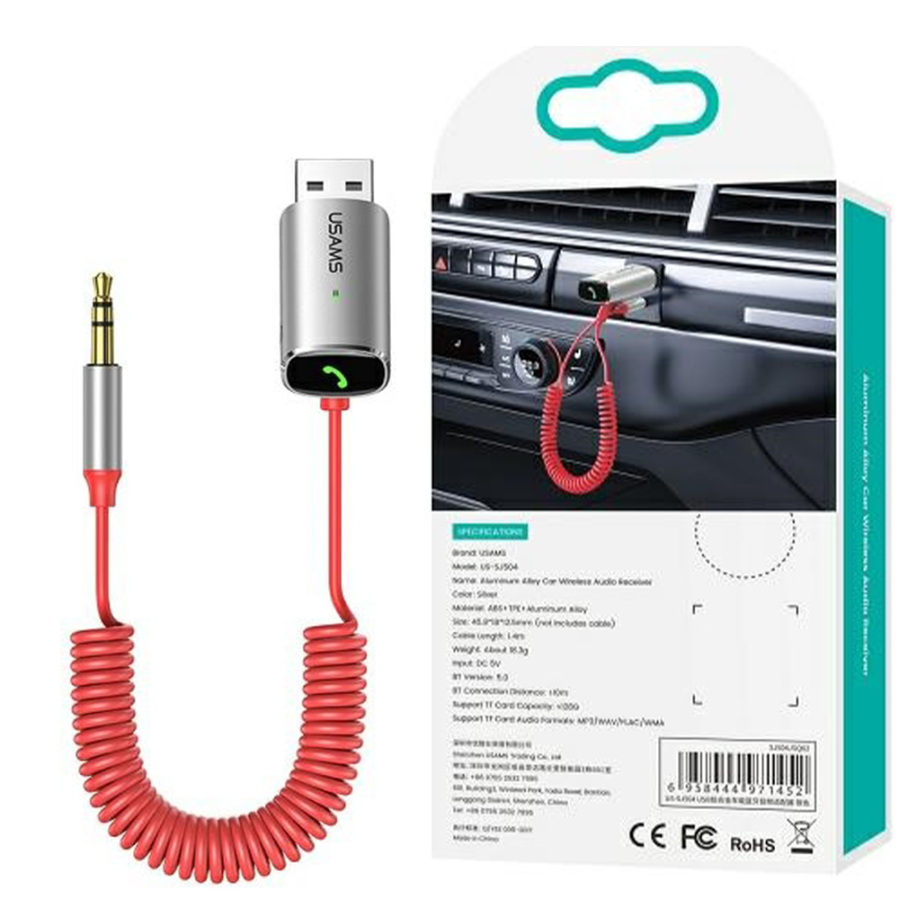 

Адаптер Bluetooth to AUX 3.5 jack USAMS US-SJ504 BT 5.0 | MicroSD card Red