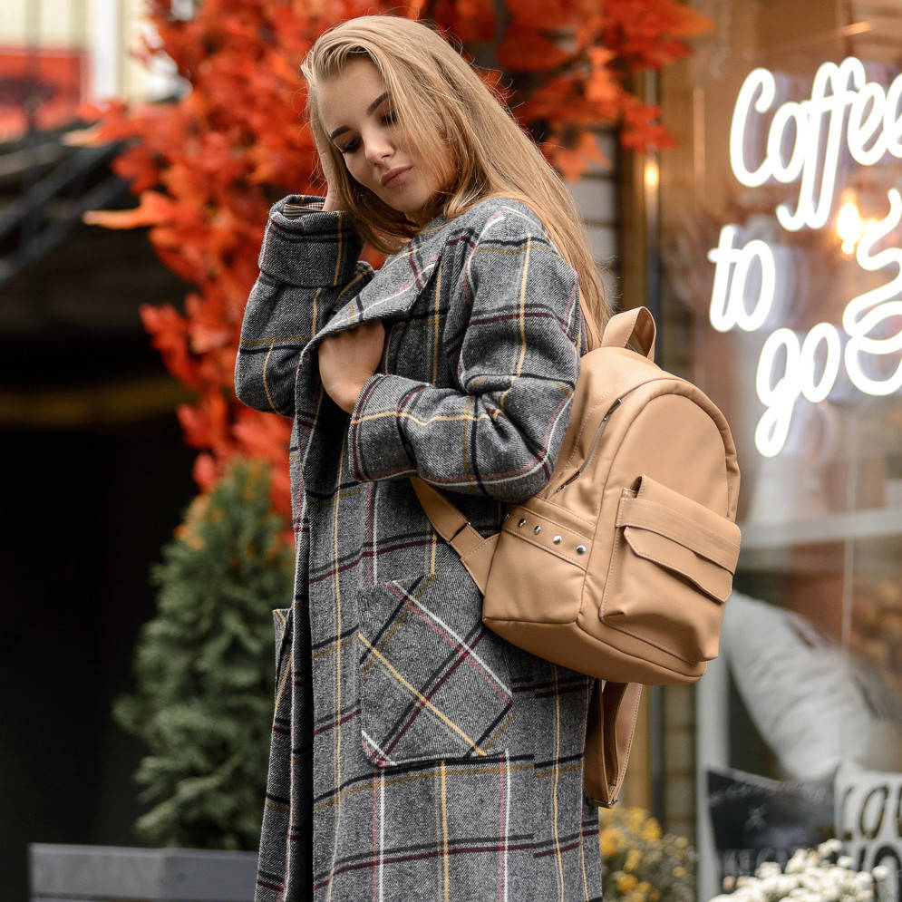 

Стильный городской женский рюкзак Dali BKH из качественной бежевой экокожи, Бежевый