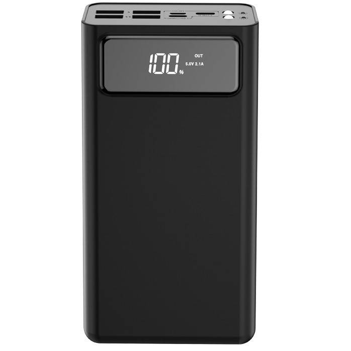 

Мощный Повербанк с фонариком XO PR125 50000mAh Powerbank |4USB/Type-C/Lightning/Micro/2A| Черный