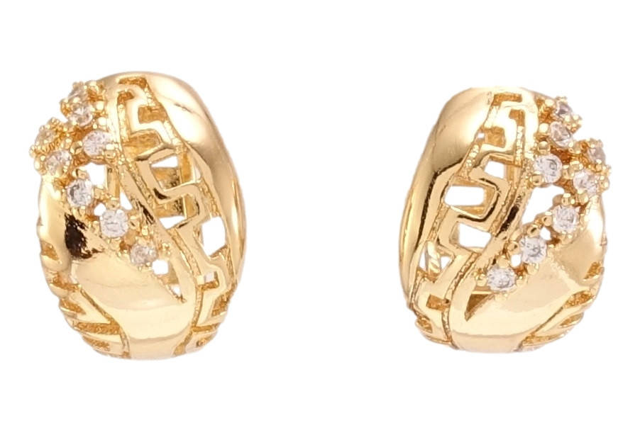 

Серьги XP Позолота 18К колечки "Меандровый орнамент с цирконием"