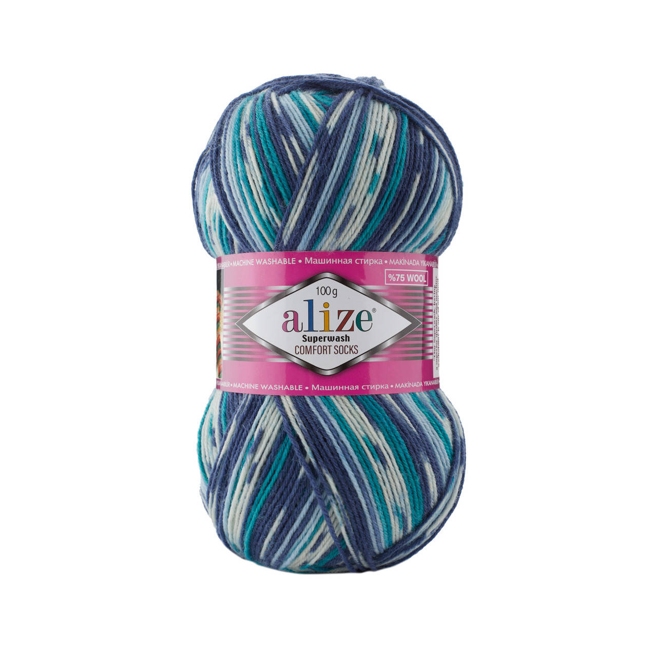 

Пряжа Alize Superwash 100 7708 синий меланж