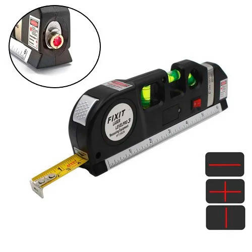 

Лазерный уровень нивелир 2 линии 5 точек Fixit Laser Level Pro 3 + рулетка