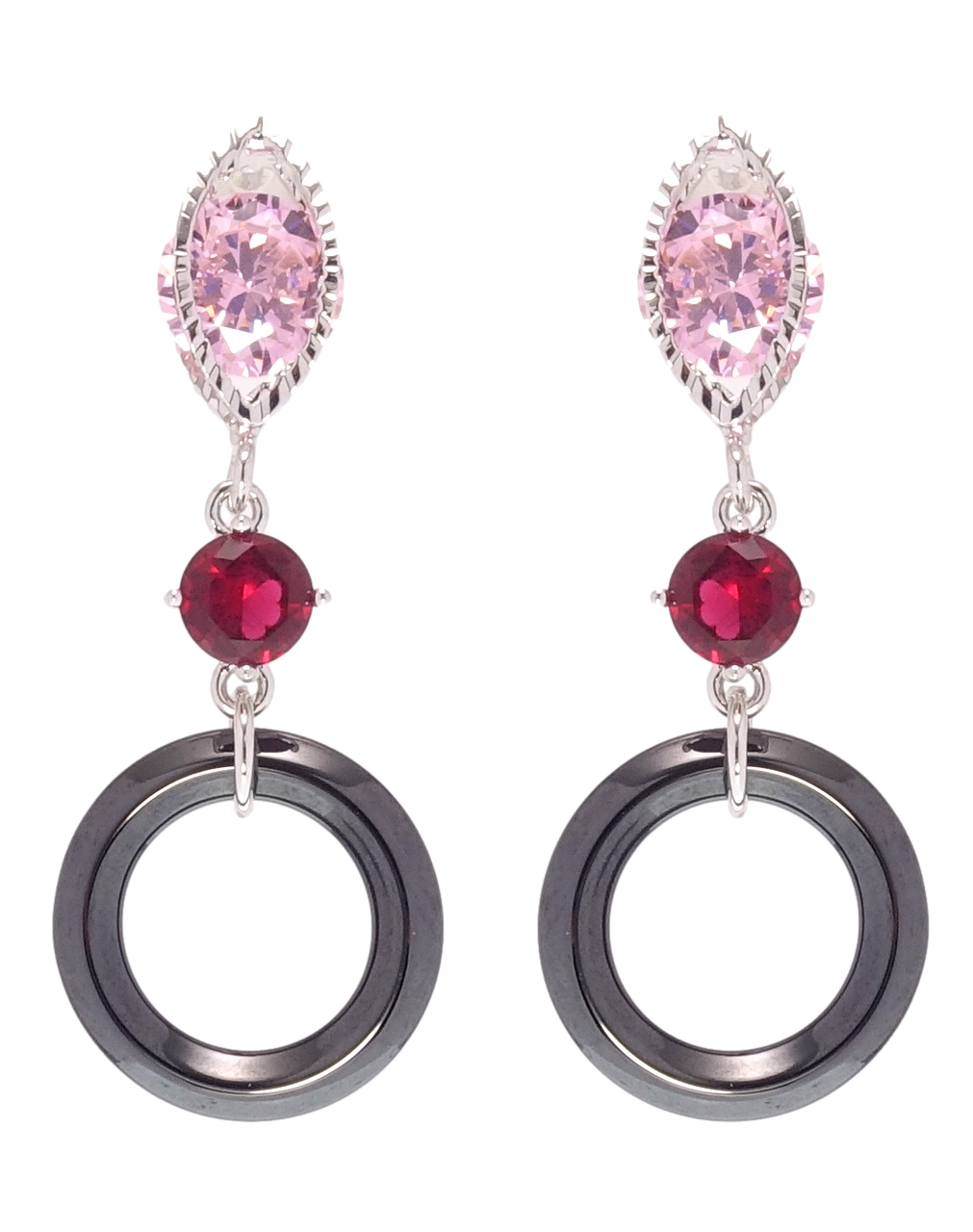 

Серьги Xuping Родий гвоздики (пусеты) "Колечки из черной керамики на фианитах"