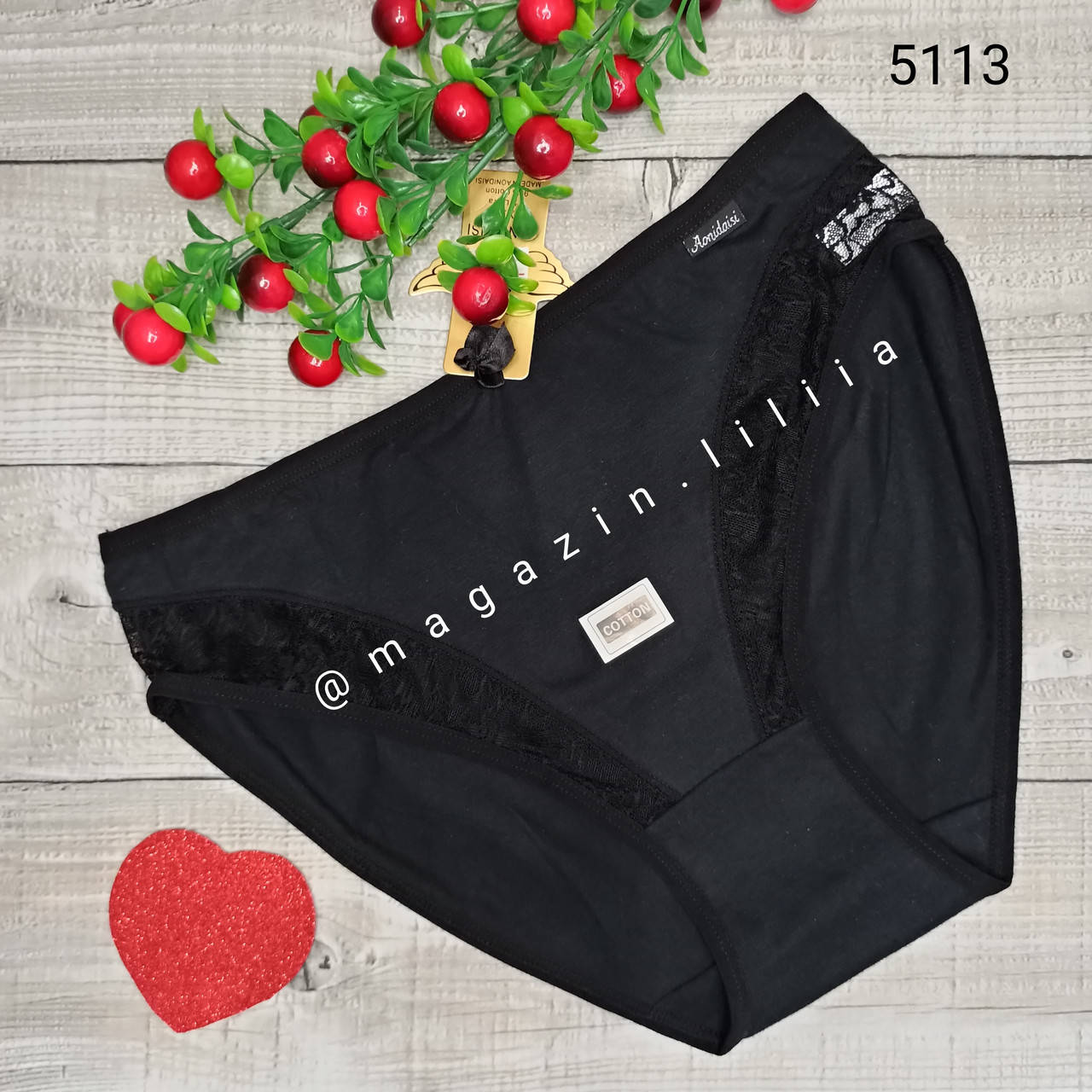 

Трусики, сліпи, чорного кольору, 5113, Черный