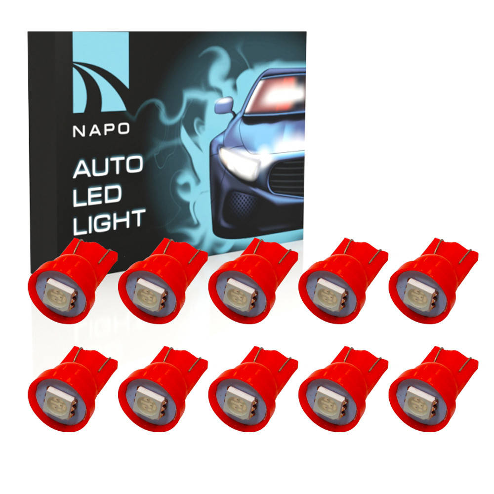 

Автолампа диодная T10-5050-1smd, комплект 10 шт, W5W, T10, цвет свечения красный