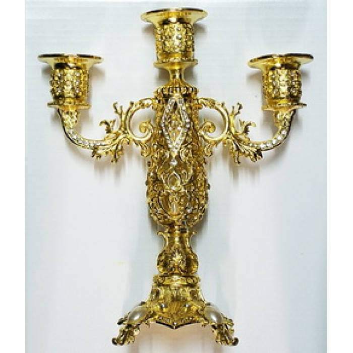 

Подсвечник тройной с акриловыми камнями Желтый (12шт ящик)