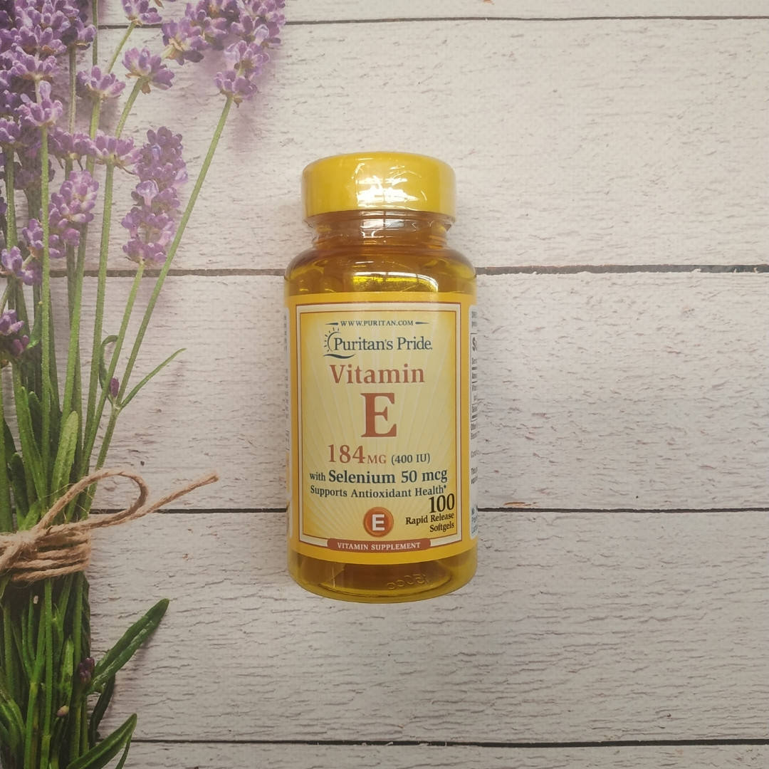 

Puritan's Pride Vitamin E 184 mg with Selenium 50mcg 100 softv, витамин Е + селен