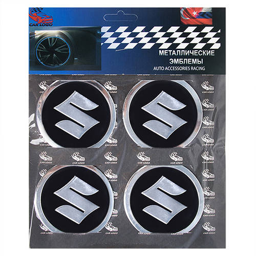 

Наклейки на колпаки, диам. 60 мм "SUZUKI" черные (4 шт)