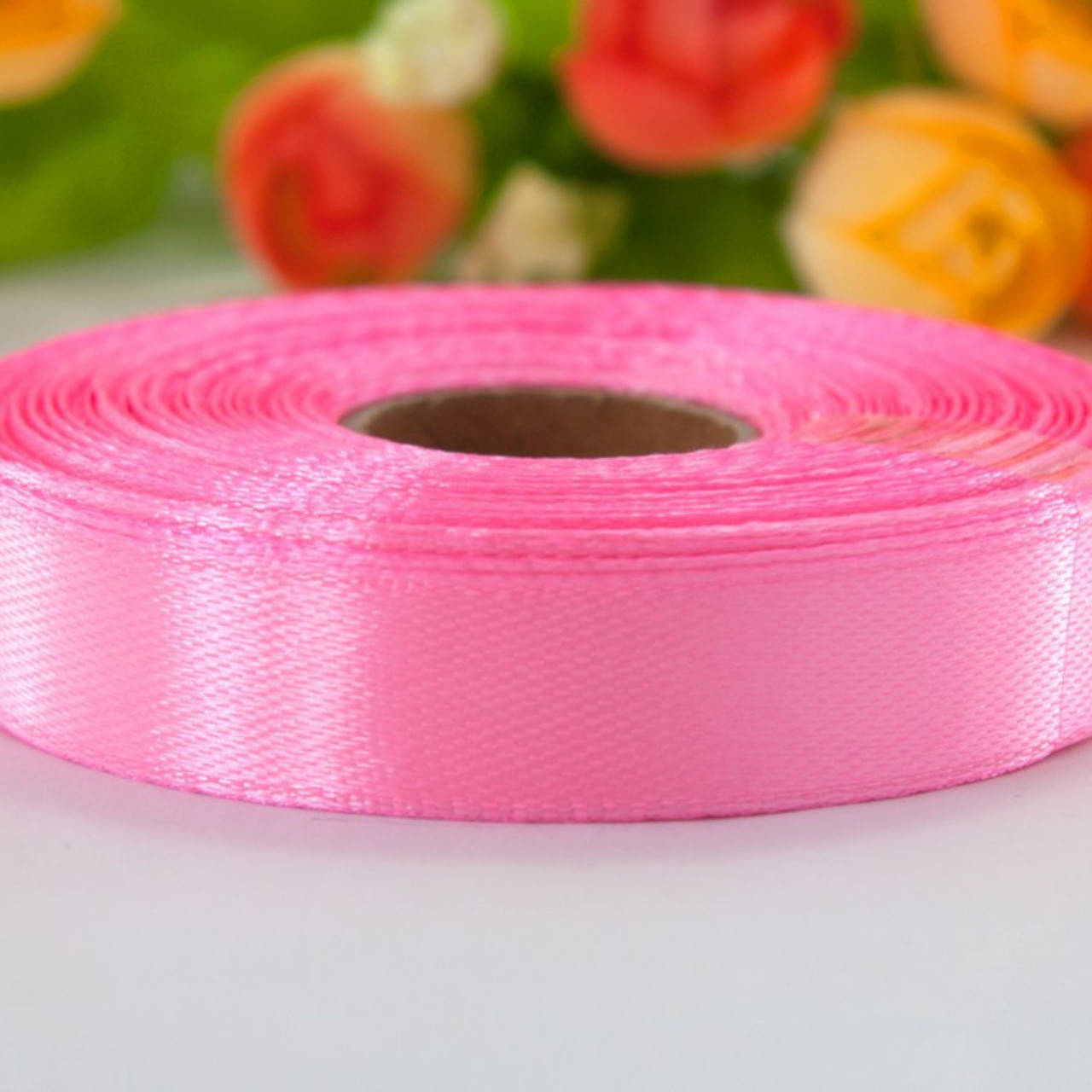 

Атласная лента 12 мм (23 м.) розовая, Розовый