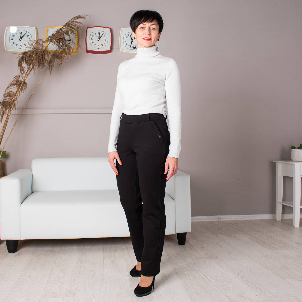 

Женские утепленные брюки Френсис черная 50, Черный