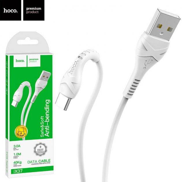 

Оригинальный кабель (зарядка) USB для быстрой зарядки HOCO X37 Cool power for Type-C, шнур тайп си, Белый
