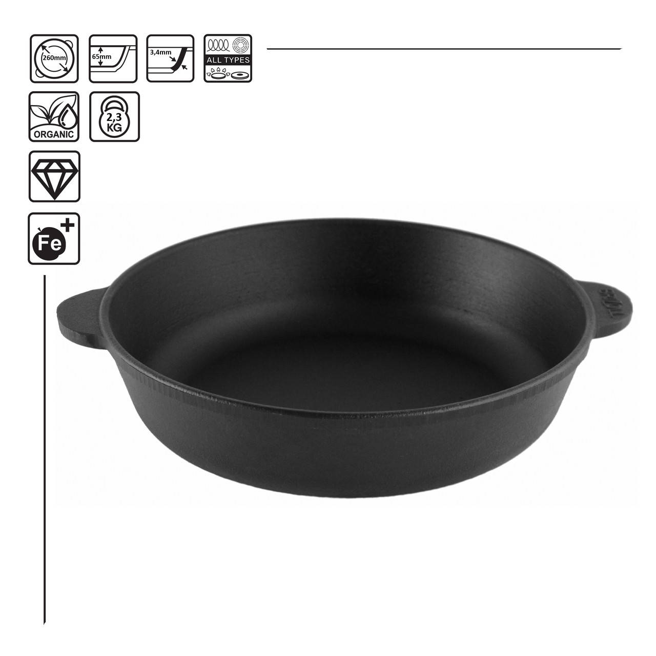 

Сковорода чугунная без ручки, ЖАРОВНЯ, 260х60 мм