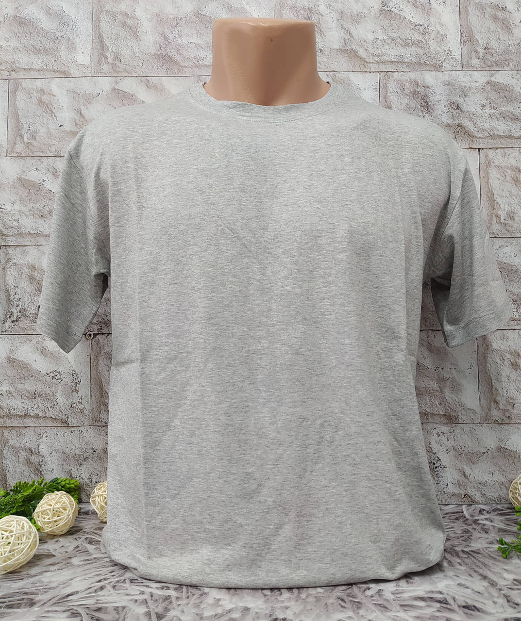 

Футболка мужская 2XL (р.54-56) хлопок стрейч однотонная серая Ctaf trend F5-3