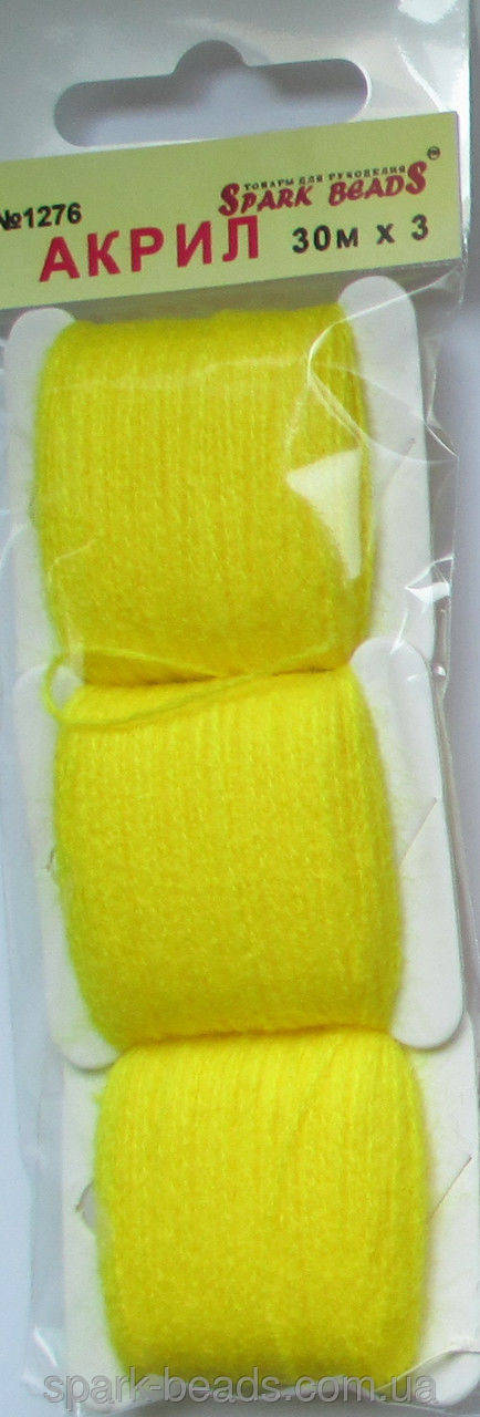 

Акриловая нить для вышивки 1276. Цвет жёлтый очень яркий, Желтый