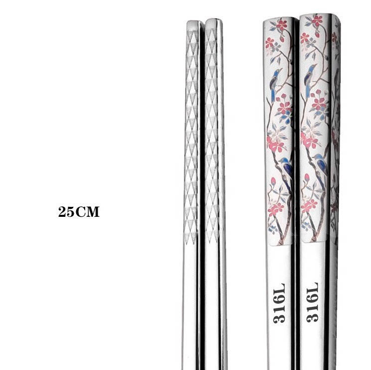 

Премиум Китайские Палочки Для Еды "Пение Канарейки" с лазерным узором медицинская нержавеющая сталь 316L