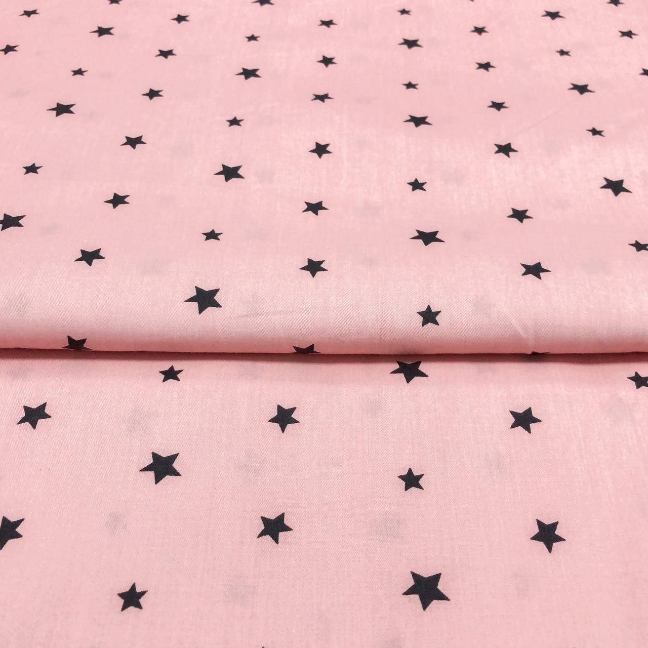 

Сатин "Звездочки черные на розовом"