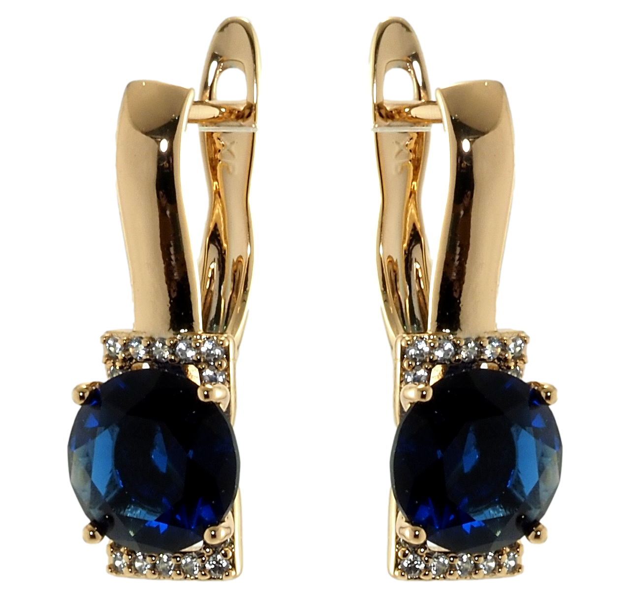 

Серьги Xuping Позолота 18K английский замок "Синие фианиты с дорожками циркония"