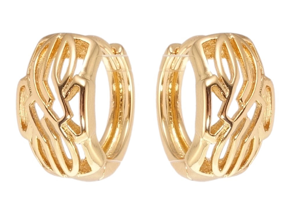 

Серьги Xuping Позолота 18K колечки "Резной орнамент"