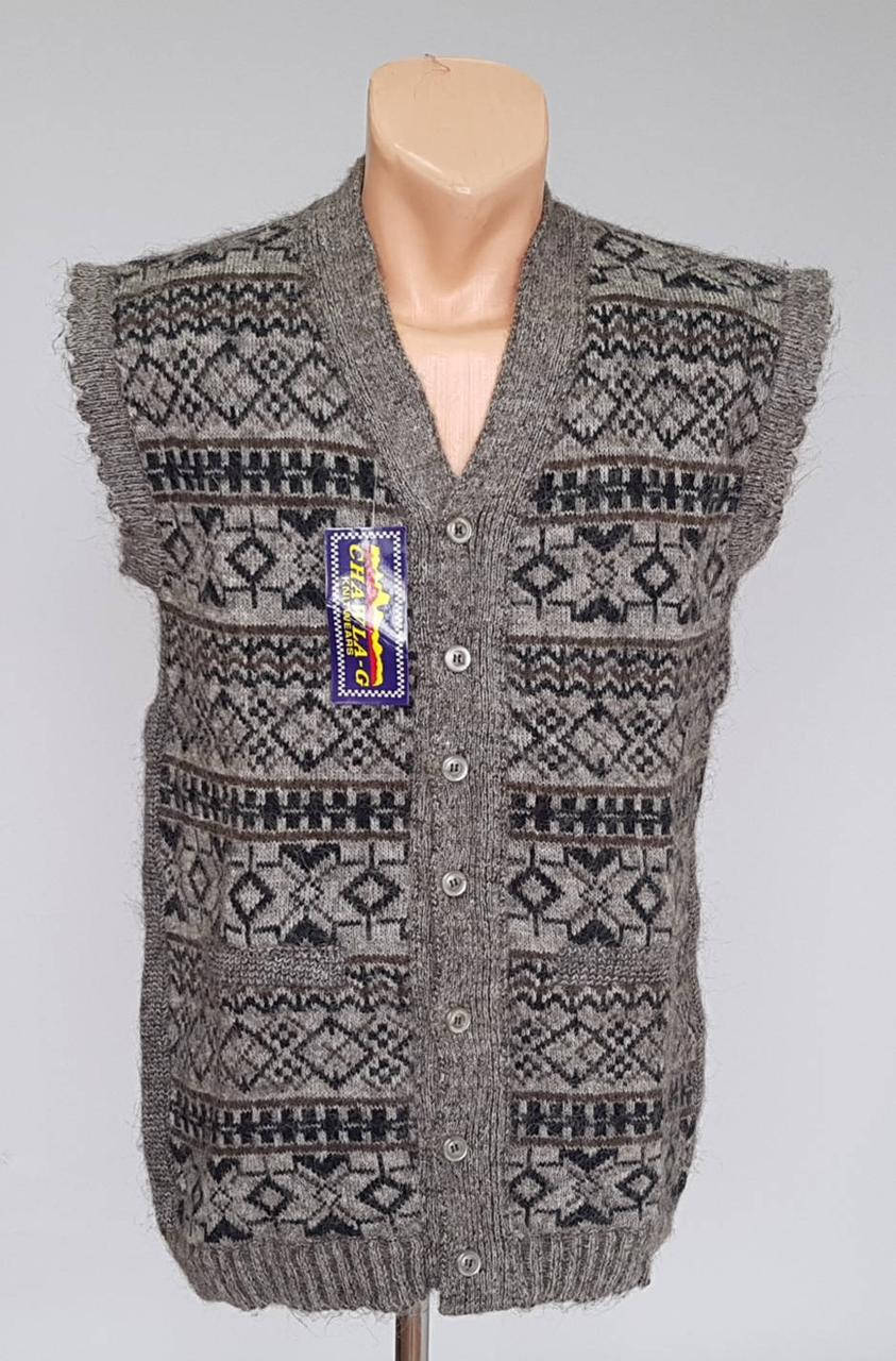 

Жилетка шерстяная удлиненная на пуговицах с карманами (Индия), Кофе с молоком