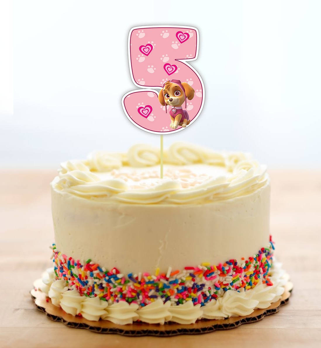 

Топпер-цифра (от 0 до 10см цифра) вырубка "Щенячий патруль" Розовый (1шт)- КАРТОН 5