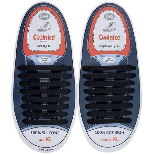 

Шнурки силиконовые Сoolnice большие 8+8 XL (черные) - 16шт/комплект