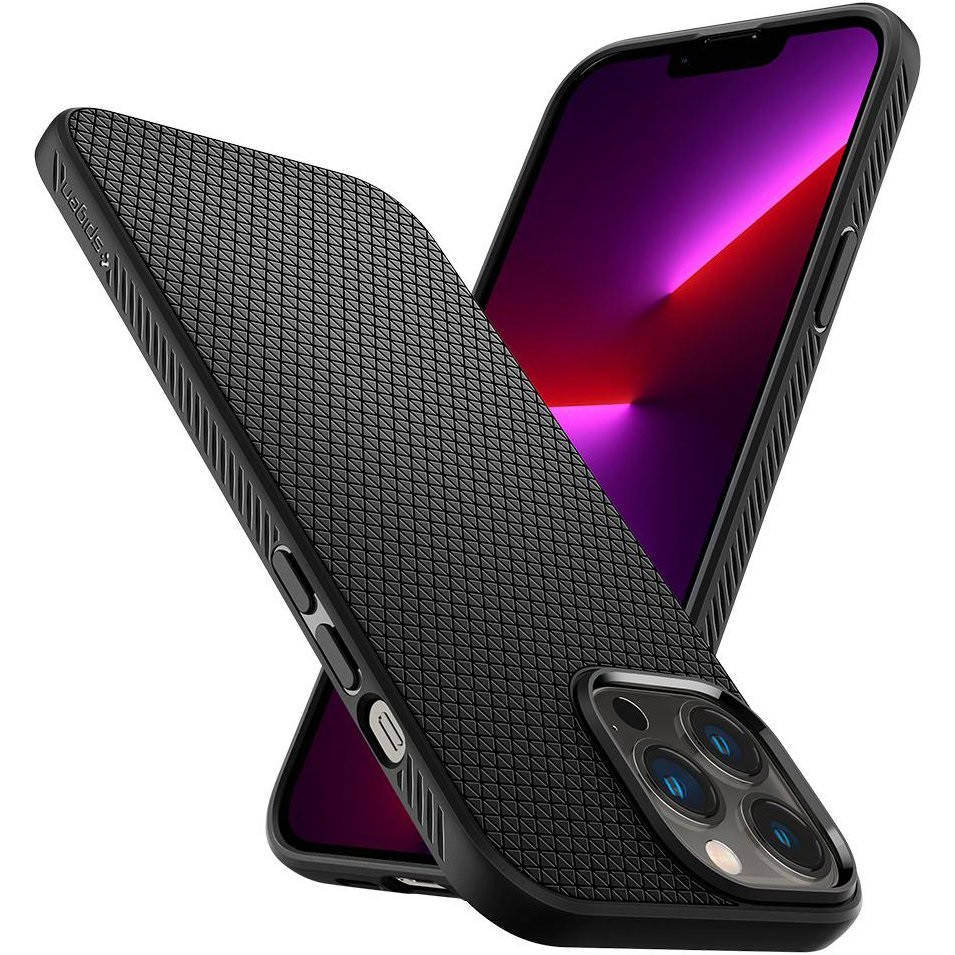 

Ударопрочный чехол Spigen Liquid Air Black для iPhone 13 Pro Max, Черный