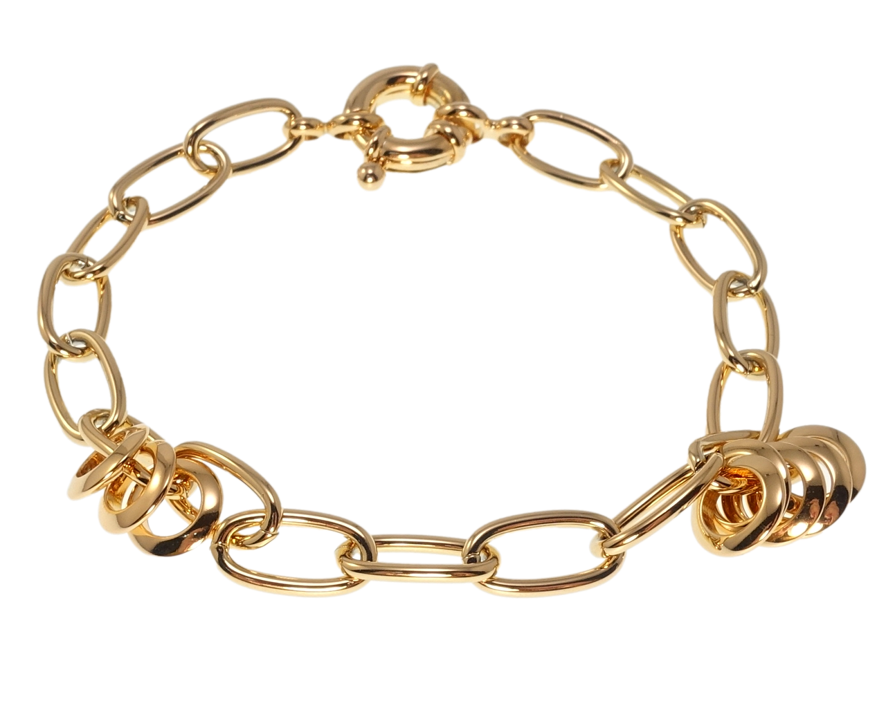 

Браслет Xuping Позолота 18K "Якорное плетение с подвесками" длина 19,5см х 7мм