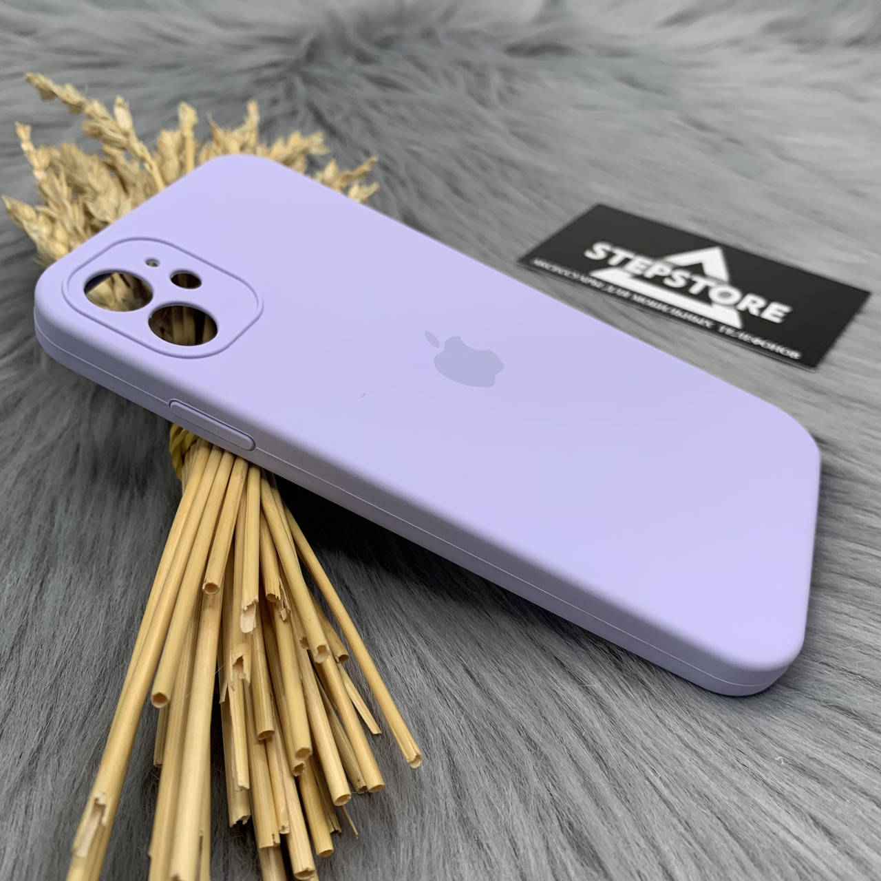 

Чехол КВАДРАТНЫЙ Silicone case Full camera 360 для iPhone 11 6.1 с микрофиброй Square закрытым низом камерой 17. Viola