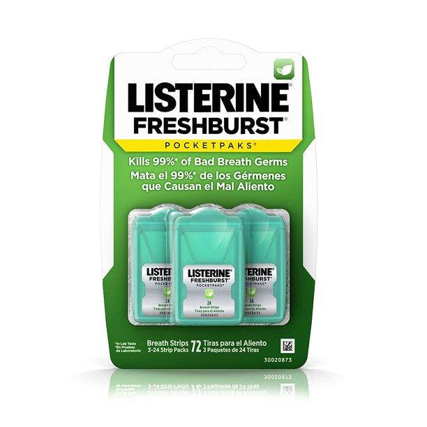 

Мятные полоски Listerine PocketPaks Breath Strips FreshBurst 72 st