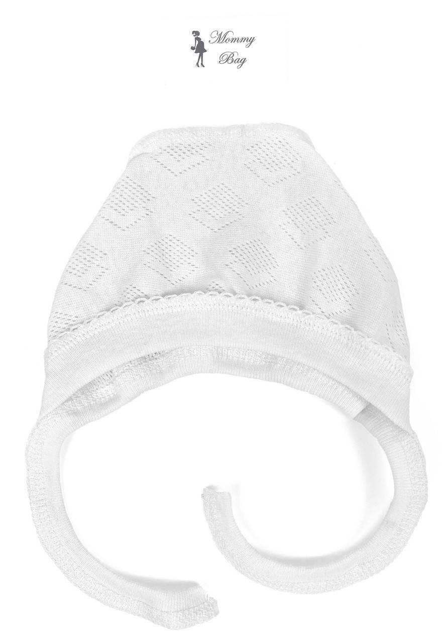 

Шапочка-чепчик 0-3 мес Белая №44