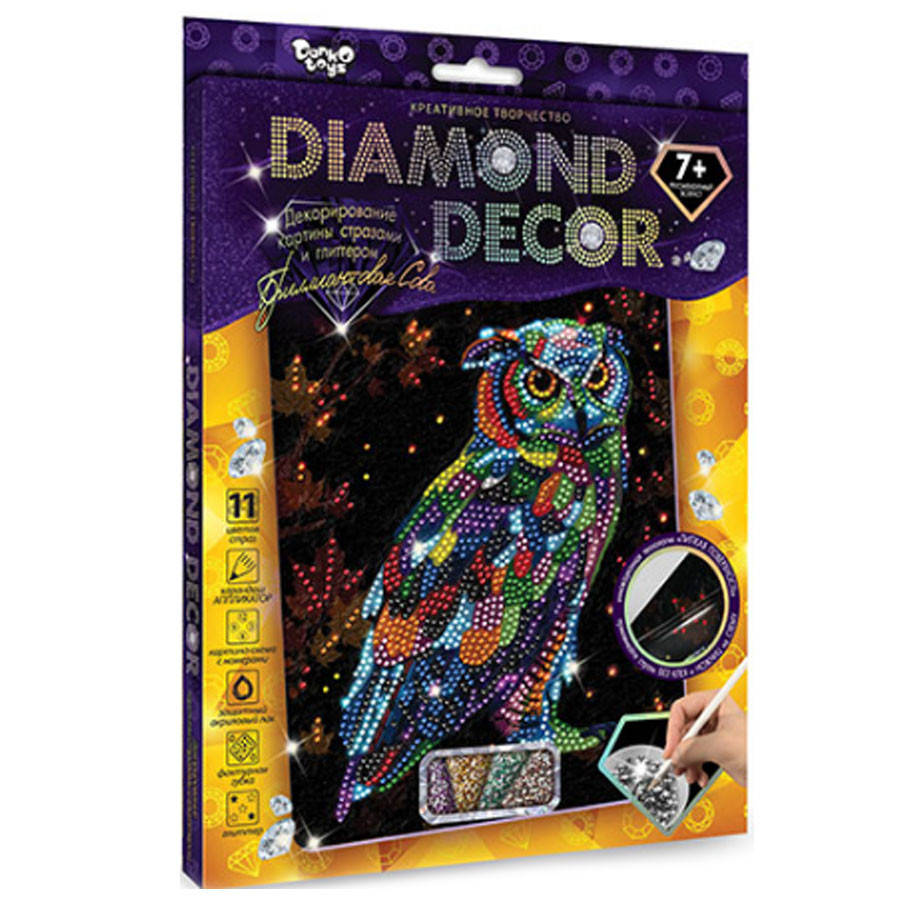 

Набор алмазная картина «Сова», Diamond Decor, частичная выкладка , мозаика 5d, 27х22 см