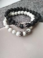 

Парные браслеты (Лавовый камень, Кахолонг)