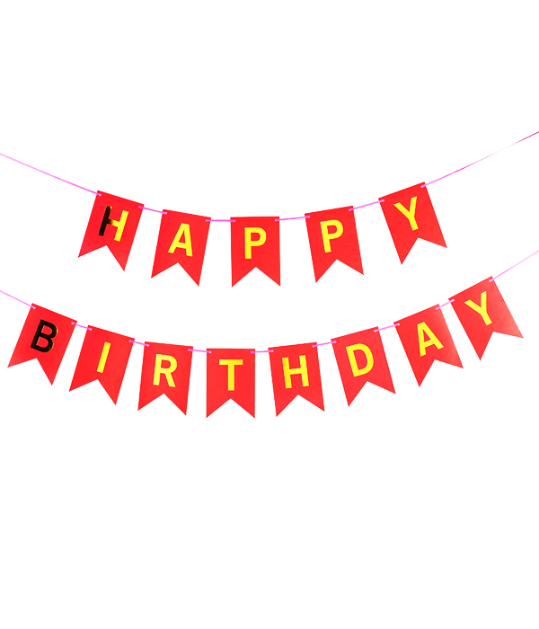 

Гирлянда бумажная Happy birthday, красная, Разные цвета